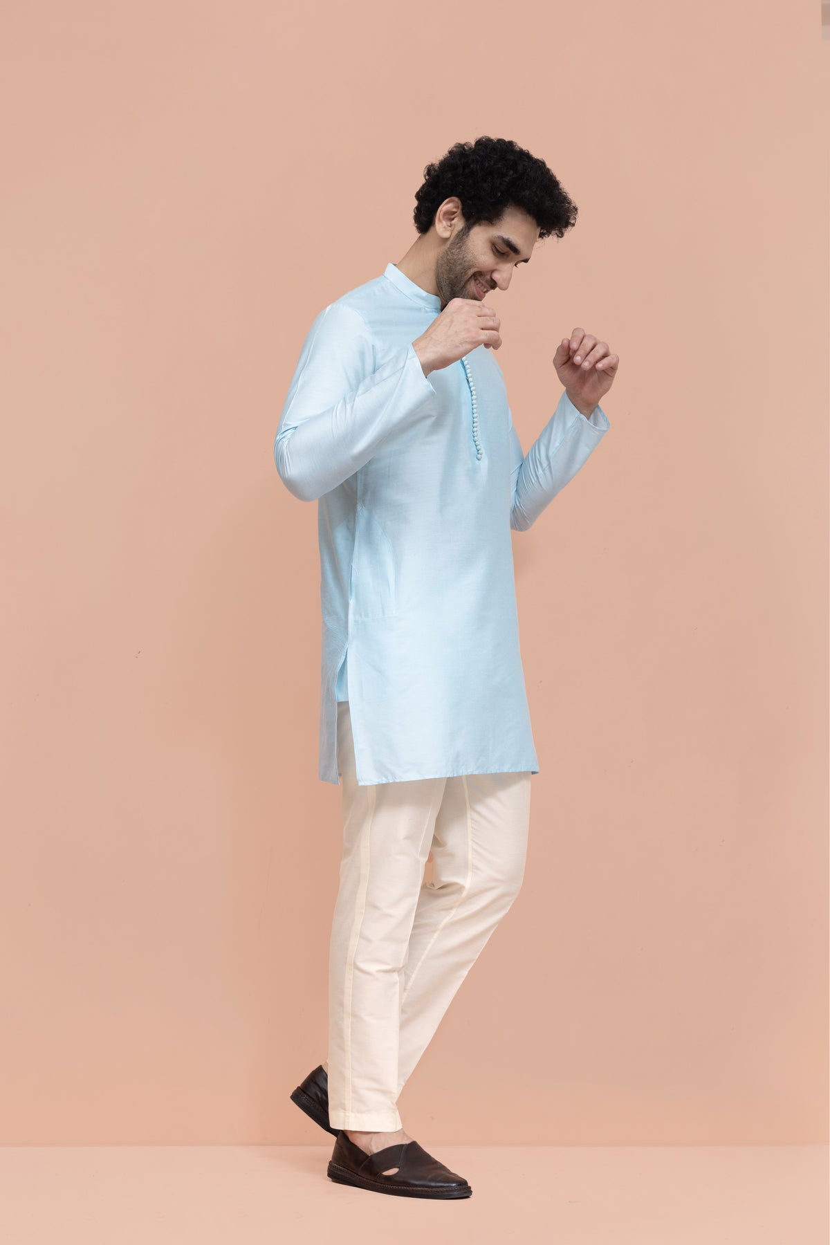 Men Blue Solid Kurta
