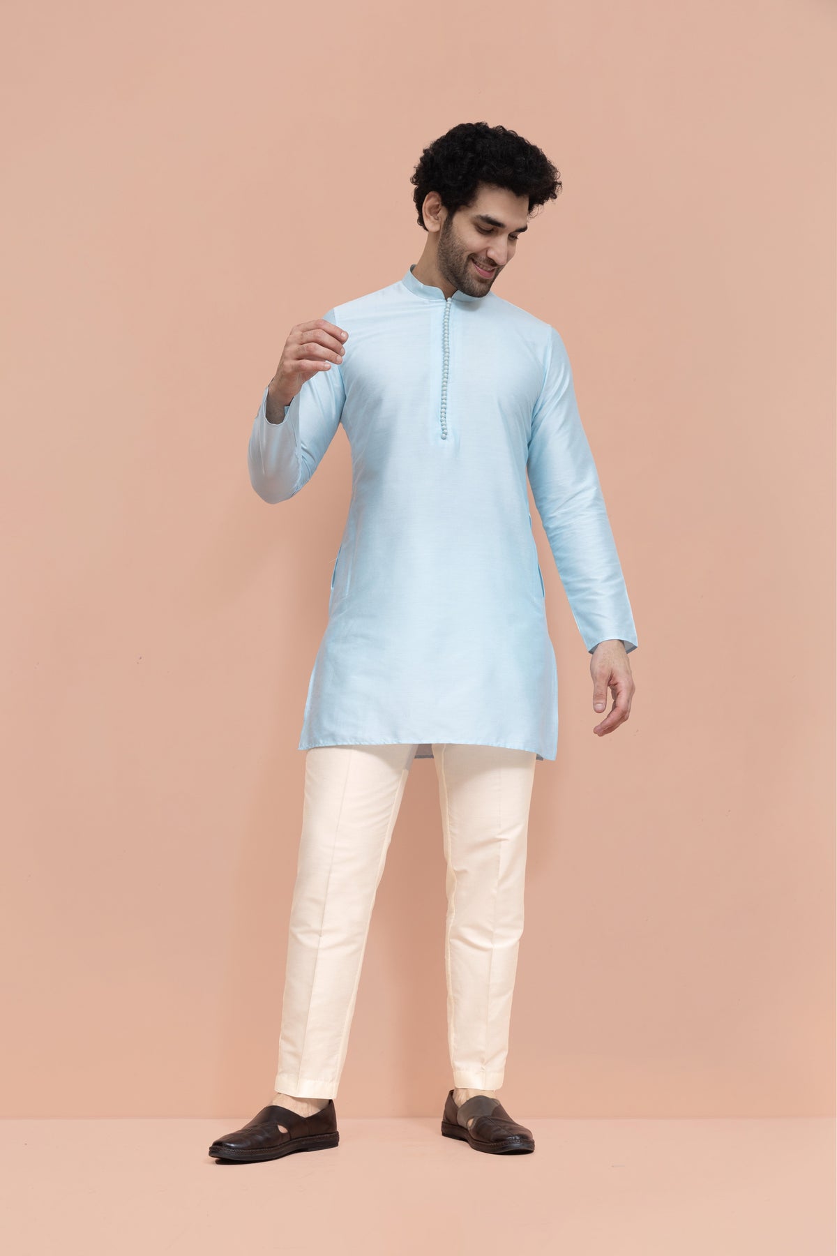 Men Blue Solid Kurta