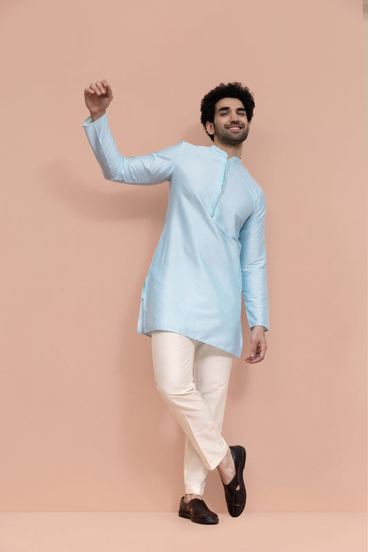 Men Blue Solid Kurta