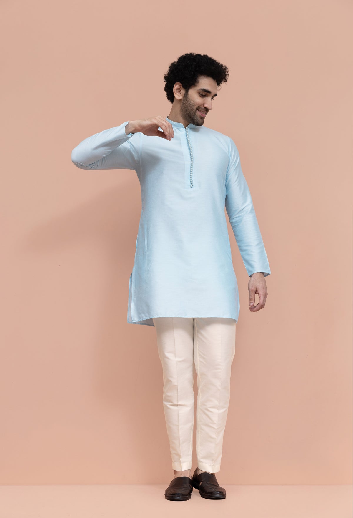 Men Blue Solid Kurta