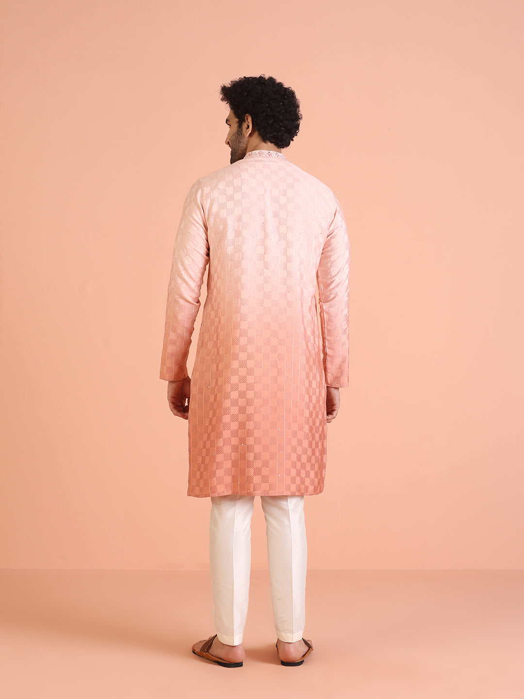 Men Ombre Embellished Mirror Work Kurta