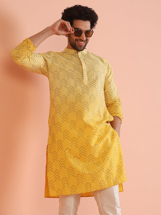 Men Ombre Embellished Sequinned Kurta