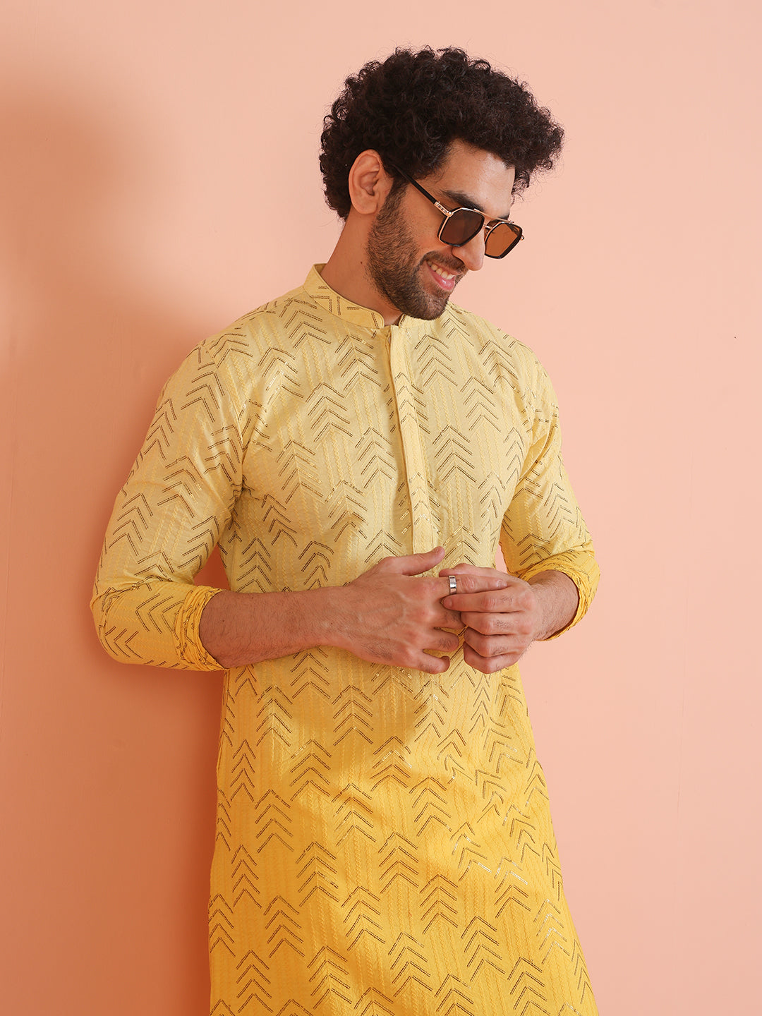 Men Ombre Embellished Sequinned Kurta