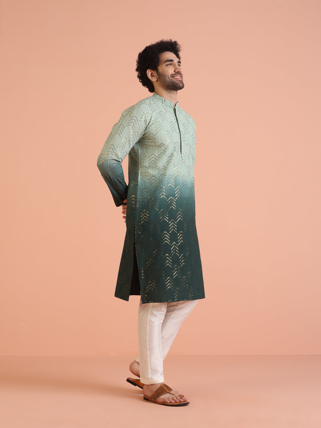 Men Ombre Embellished Sequinned Kurta