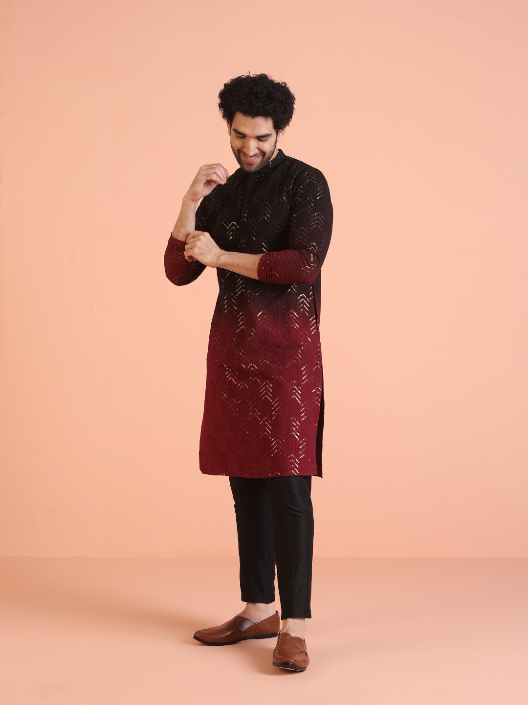 Men Ombre Embellished Sequinned Kurta