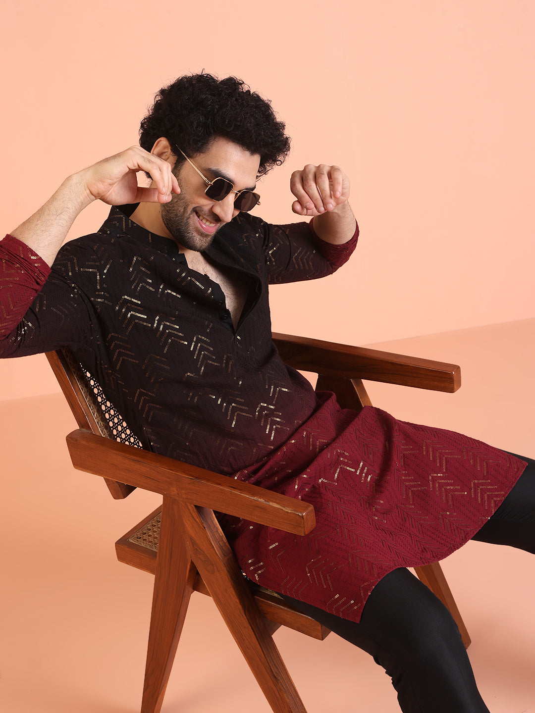 Men Ombre Embellished Sequinned Kurta