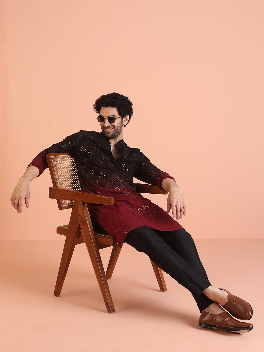 Men Ombre Embellished Sequinned Kurta