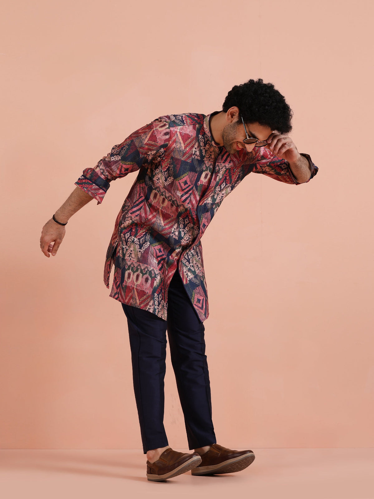 Multicolor Geometric Printed Mid Kurta
