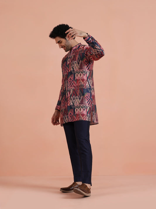 Multicolor Geometric Printed Mid Kurta