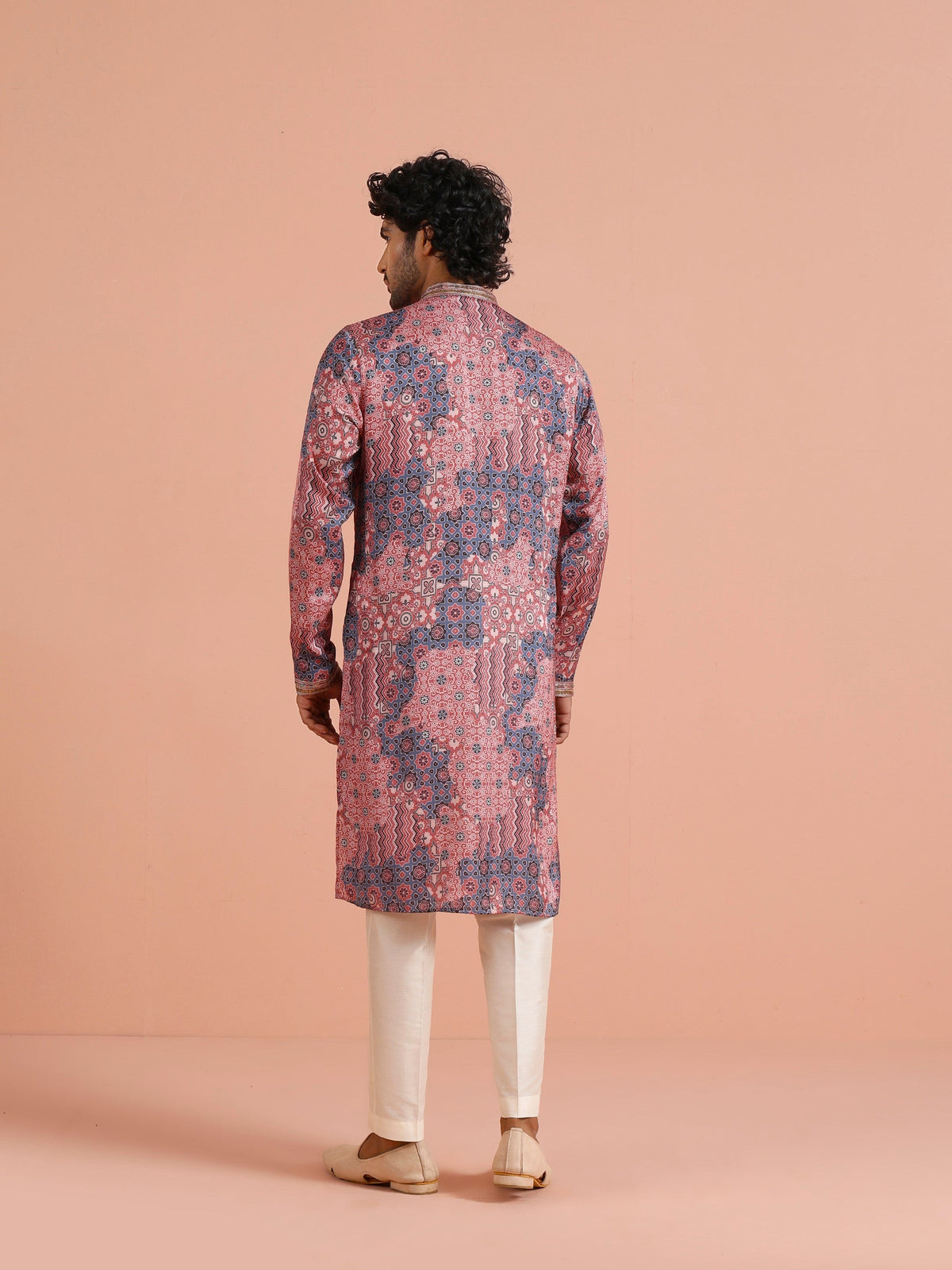 Peach Geometric Printed Kurta