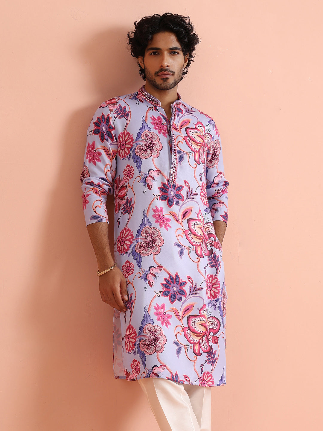 Lilac Floral Printed Kurta