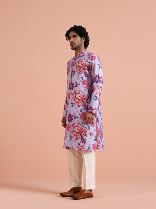 Lilac Floral Printed Kurta
