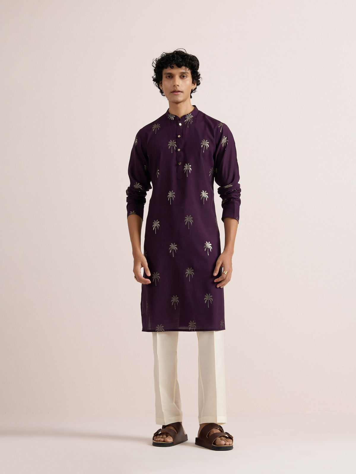 Maroon Cotton Silk Printed Kurta