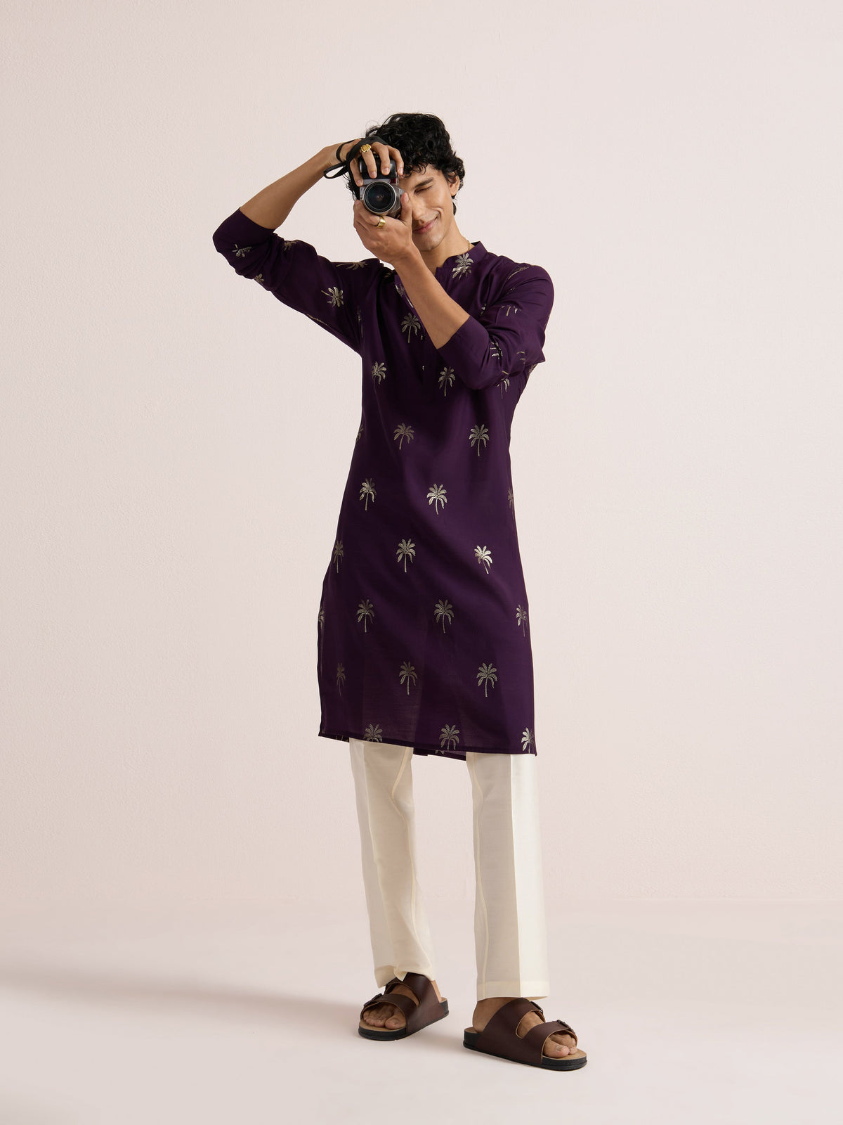 Maroon Cotton Silk Printed Kurta