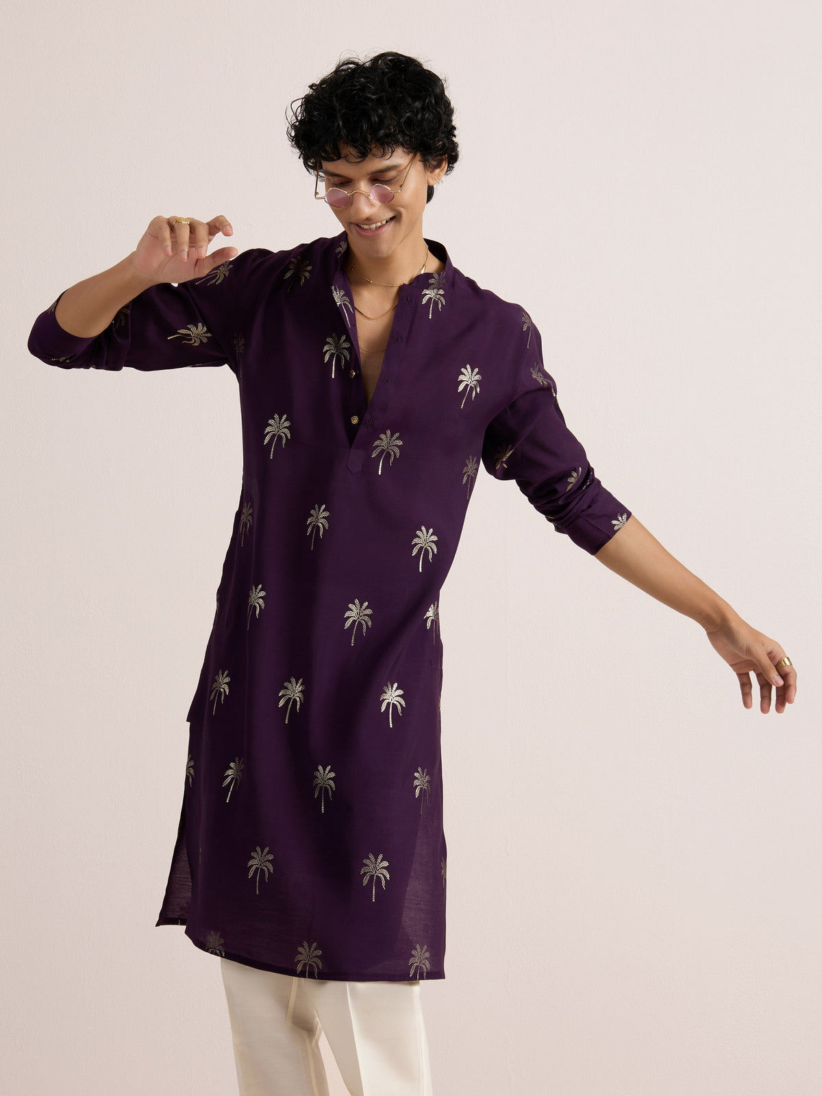 Maroon Cotton Silk Printed Kurta