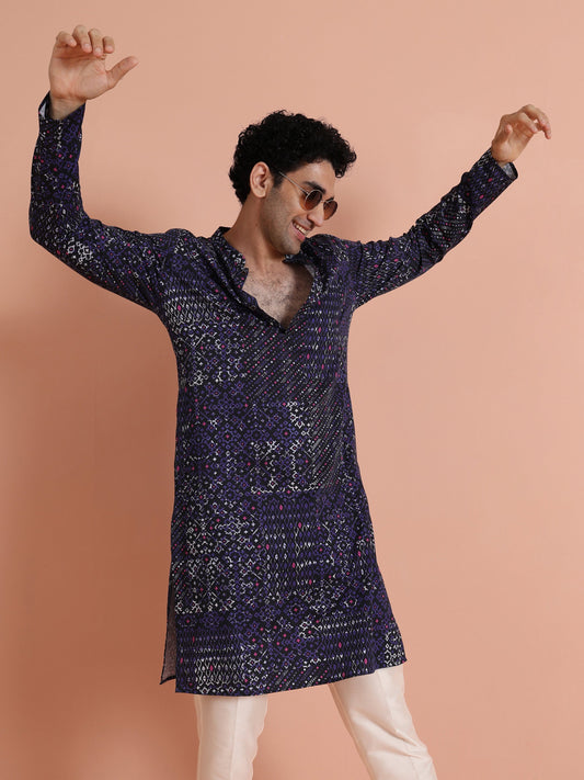 Black & Purple Geometric Printed