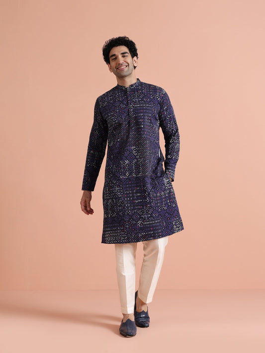 Black & Purple Geometric Printed