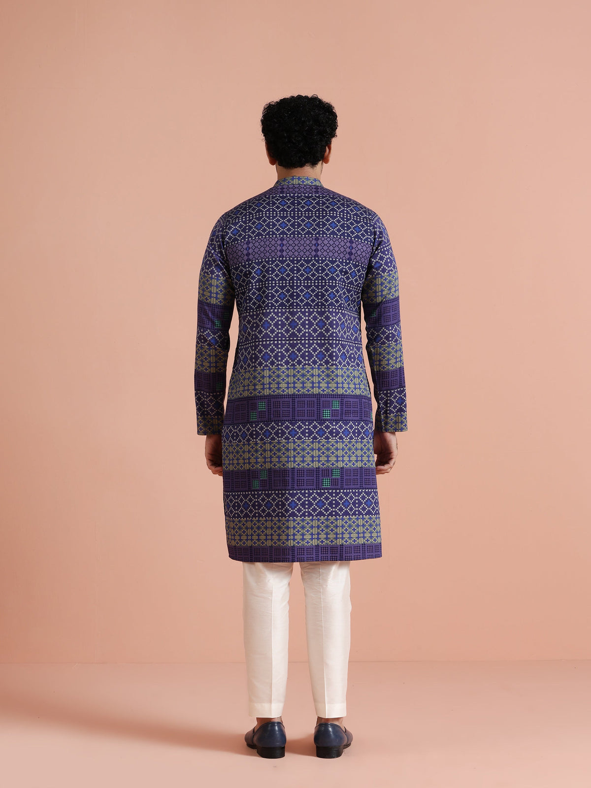 Blue Geometric Printed Kurta