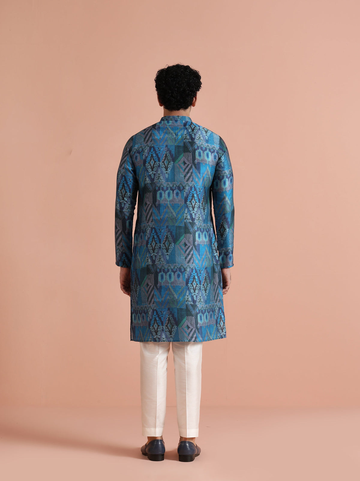 Blue Geometric Printed Kurta