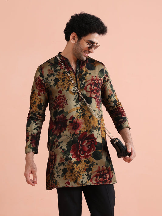 Multicolor Floral Printed Mid Kurta