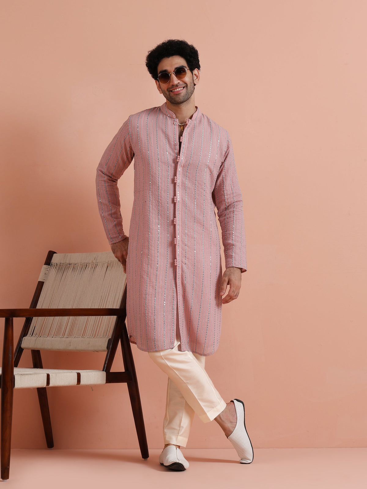 Pink Kurta with Subtle Embellishments