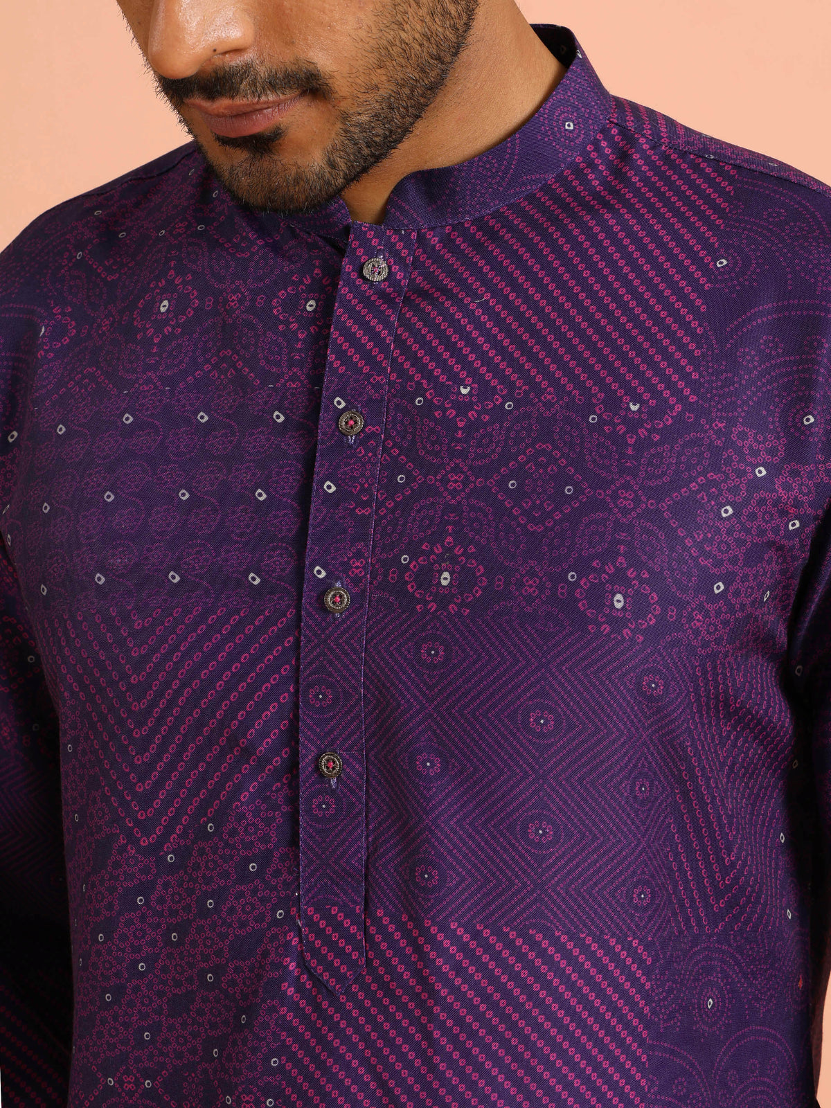 Purple Geometric Printed Kurta