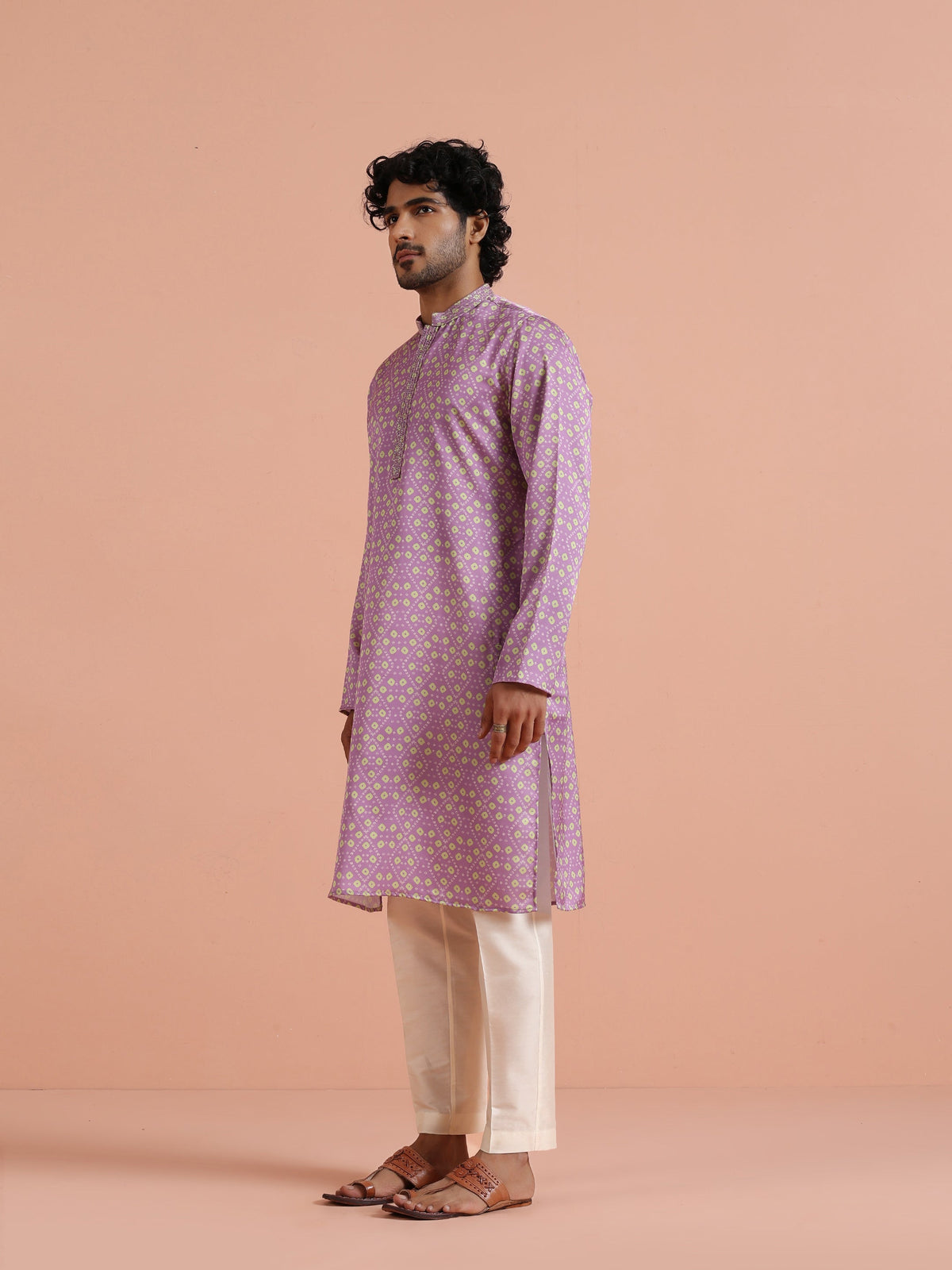 Lilac Geometric Printed Kurta