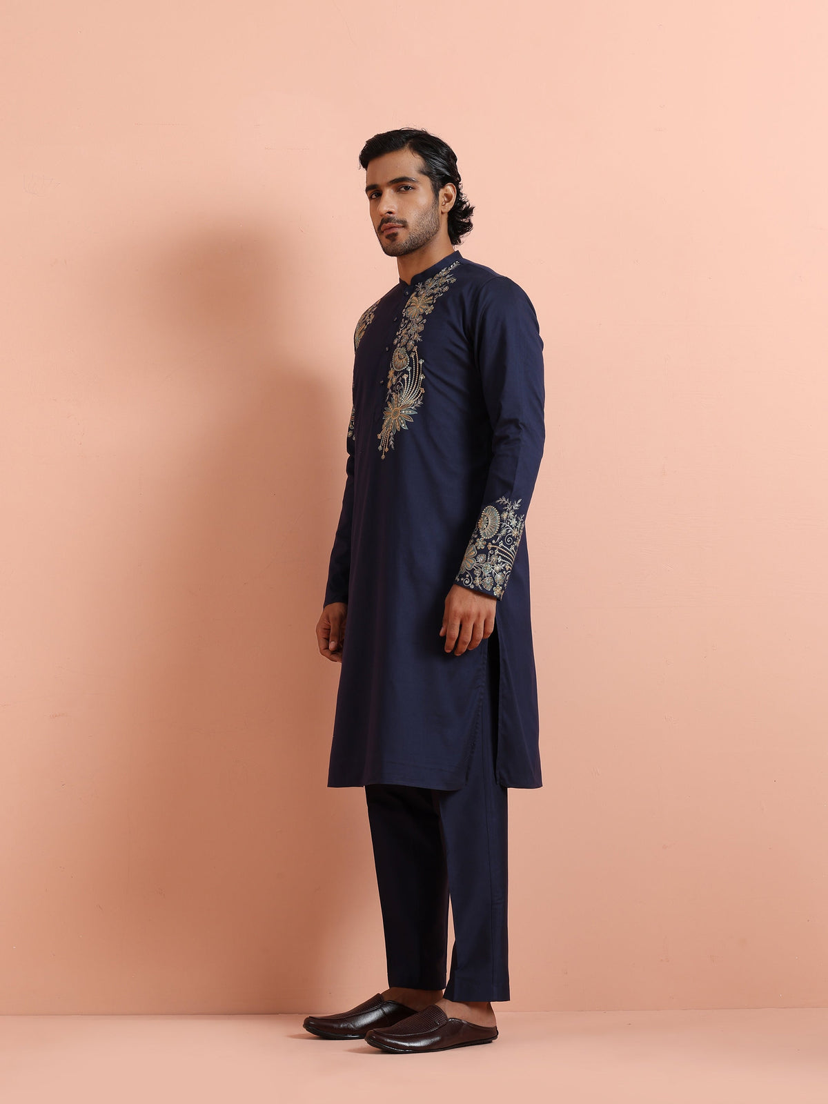 Navy Kurta with Heavy Embroidery