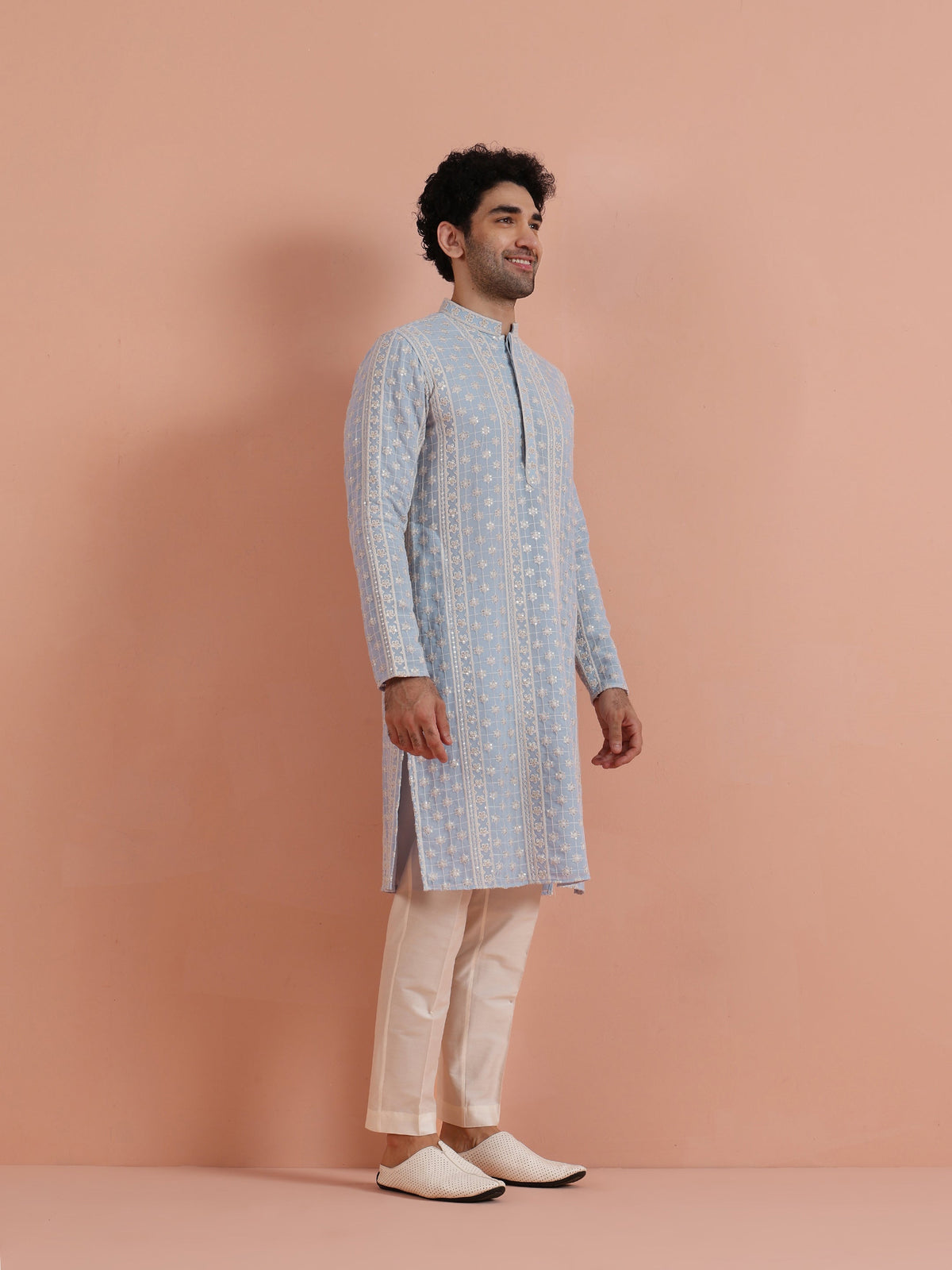 Sky Blue Embroidered Sequin Kurta