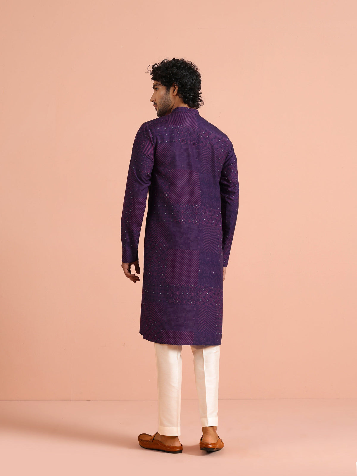 Purple Geometric Printed Kurta