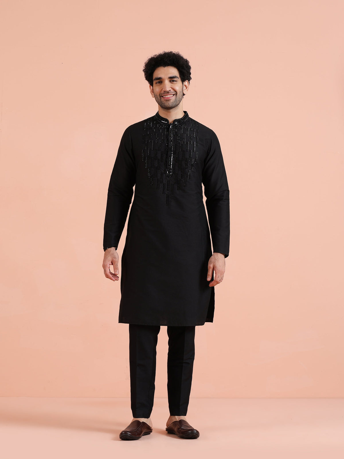 Black Kurta with Bead Embellishments