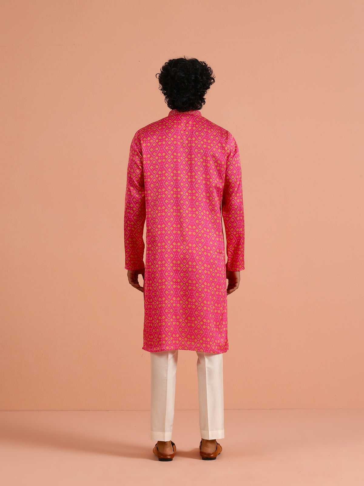 Hot Pink Art Silk Printed Kurta
