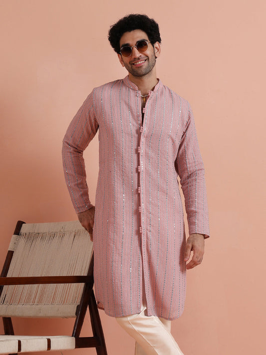Pink Kurta with Subtle Embellishments
