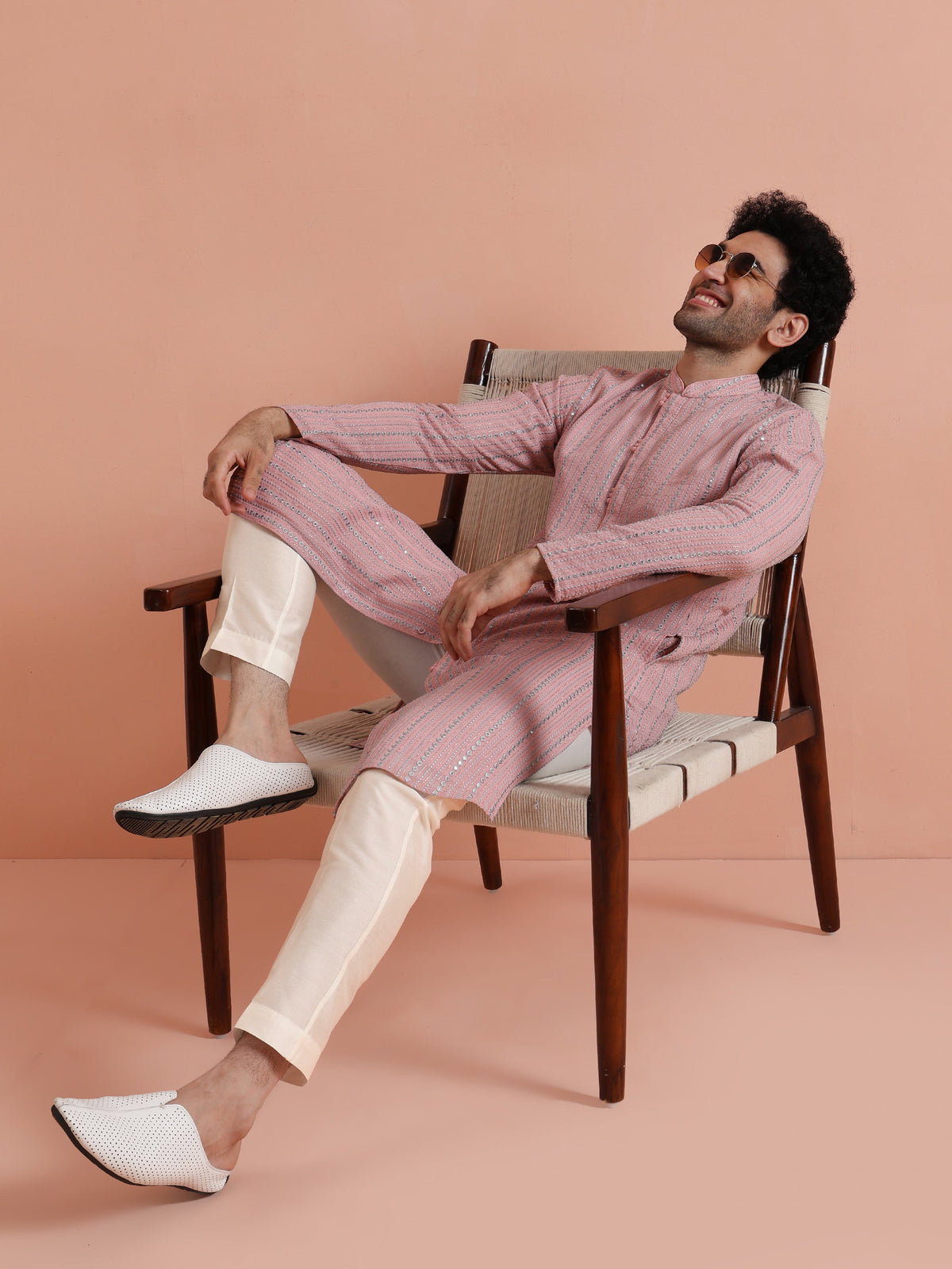 Pink Kurta with Subtle Embellishments