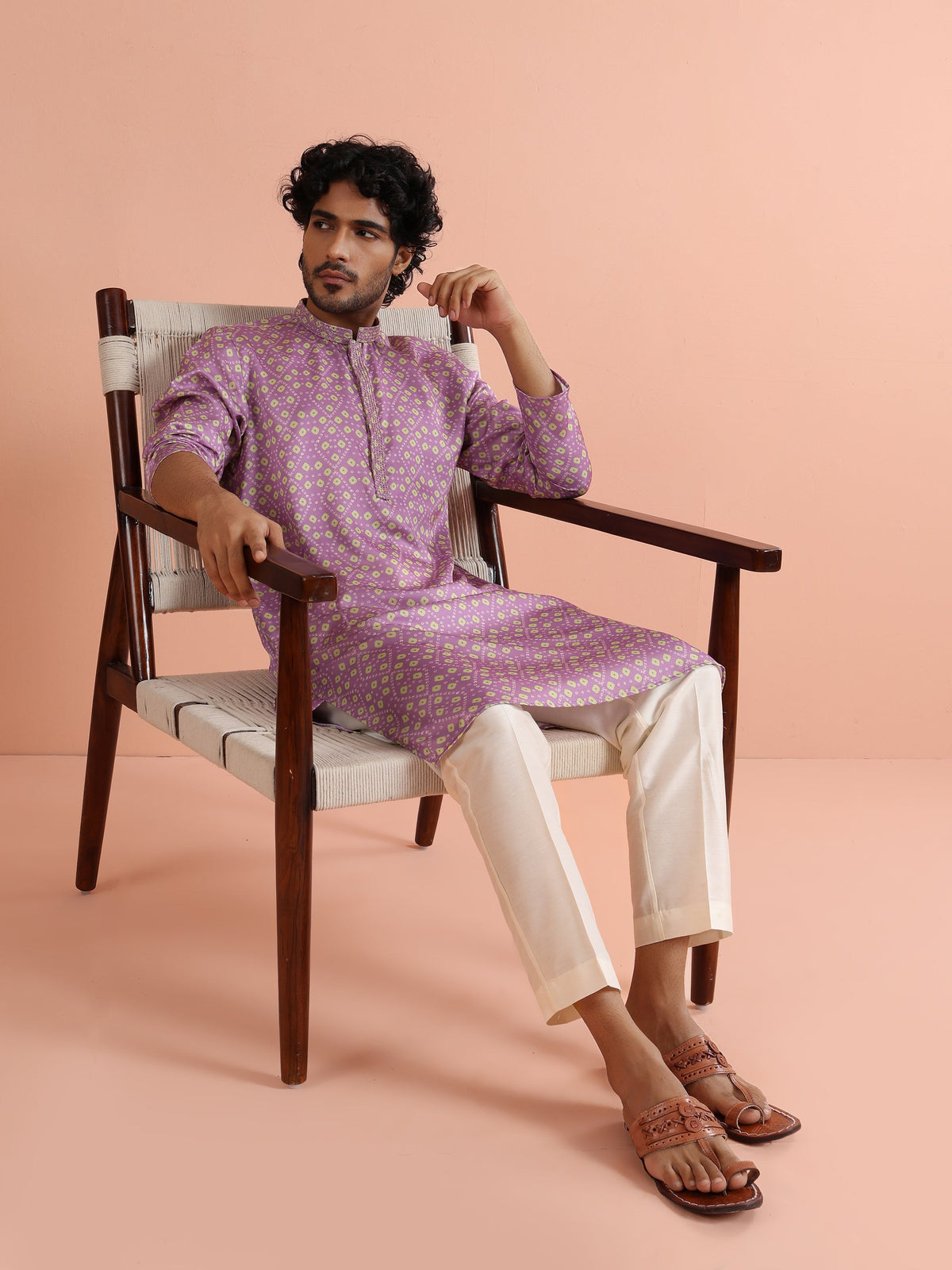 Lilac Geometric Printed Kurta