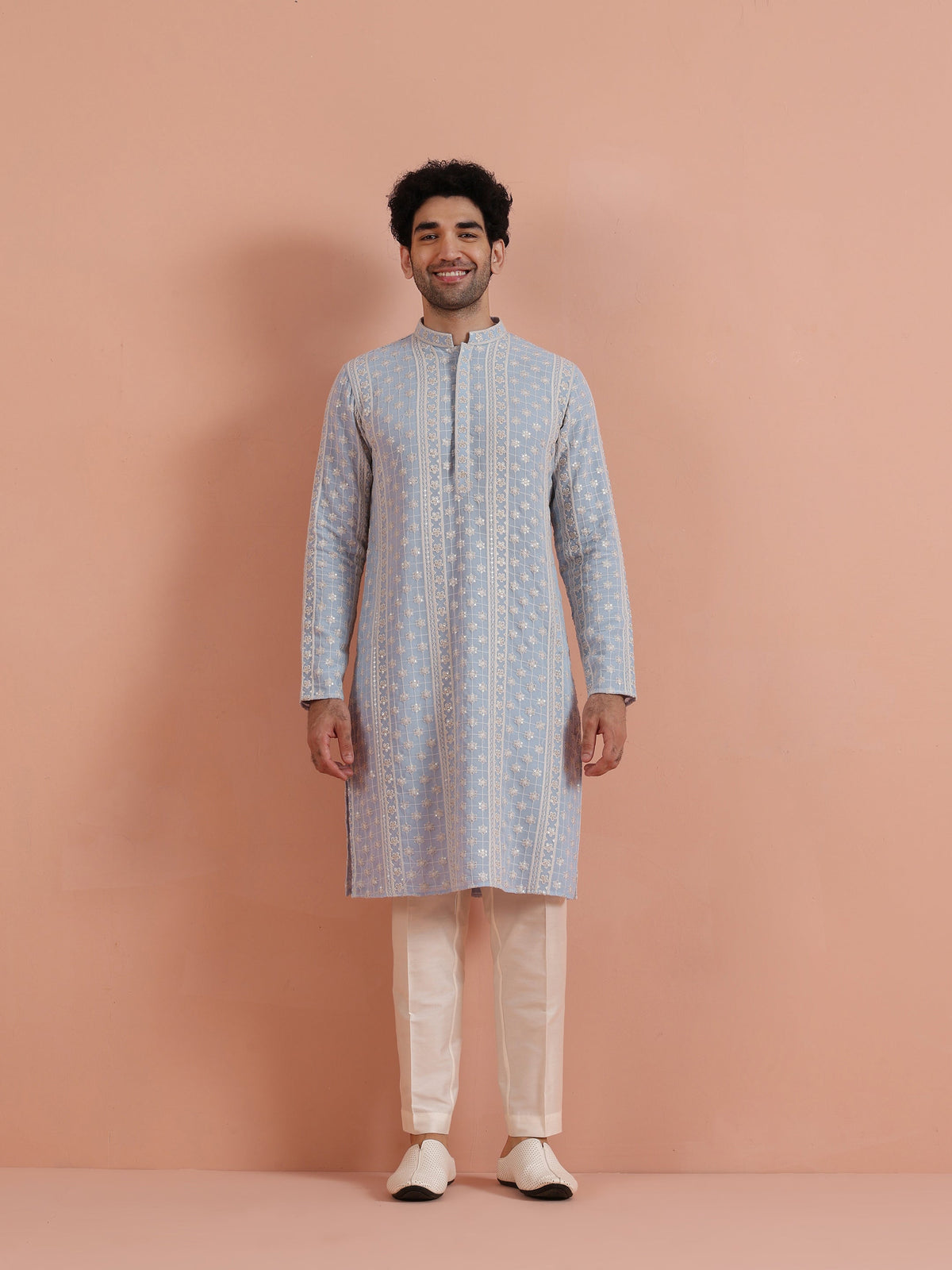 Sky Blue Embroidered Sequin Kurta