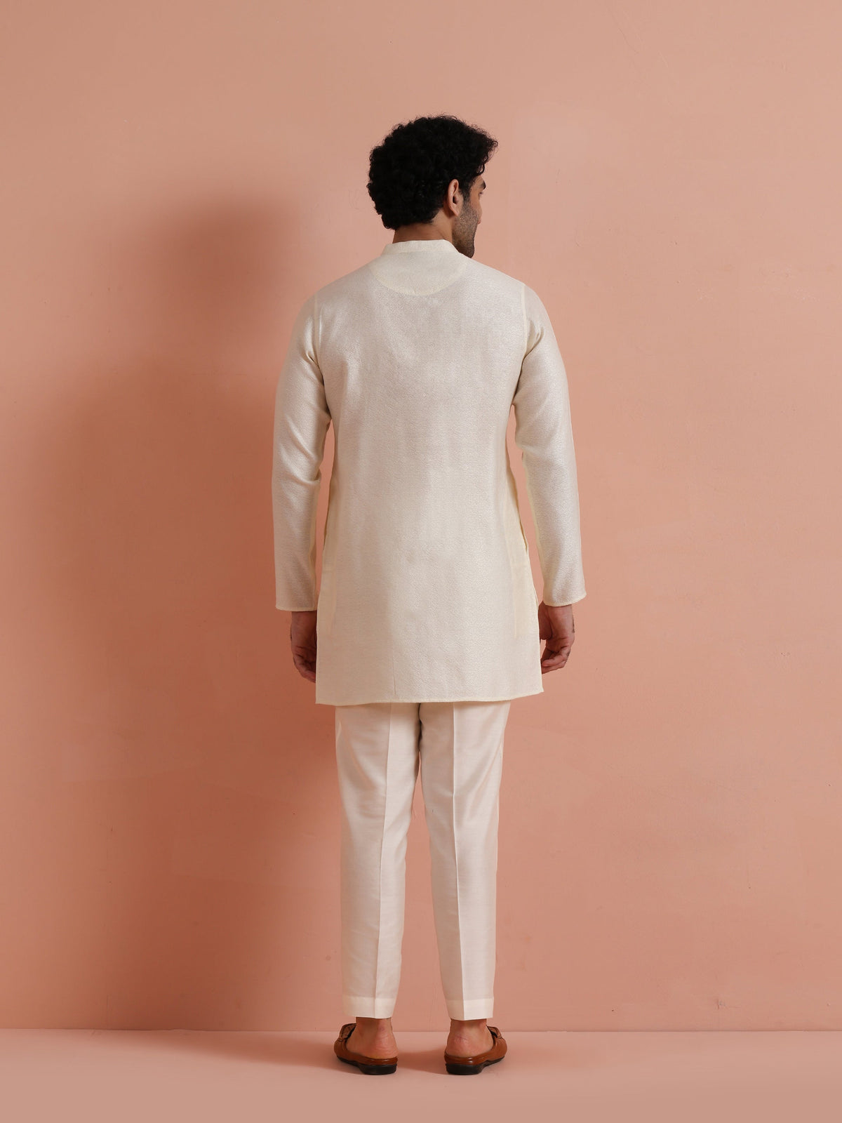Ivory Mid Kurta with Embroidered Motif