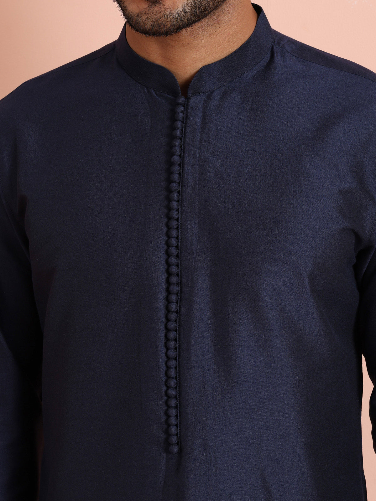 Solid Navy Mid Kurta