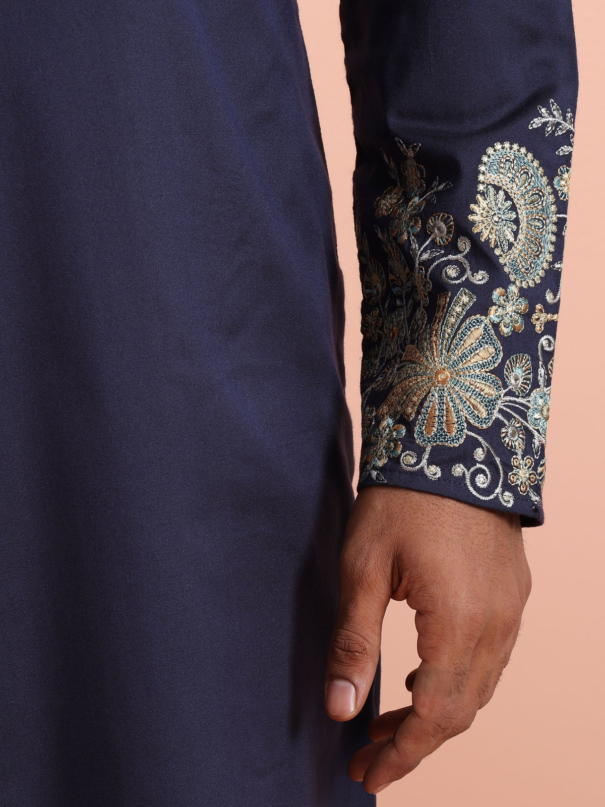 Navy Kurta with Heavy Embroidery