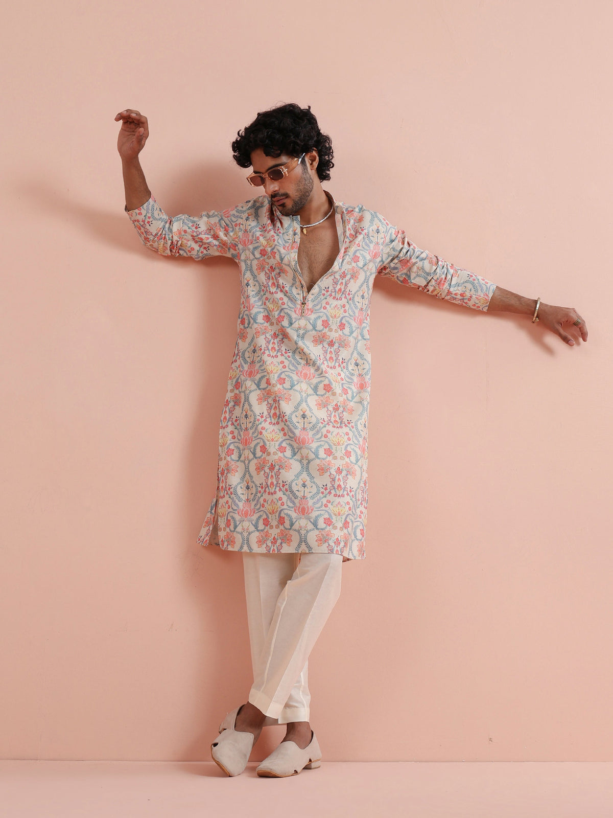 Pastel Multicolor Floral Printed Kurta