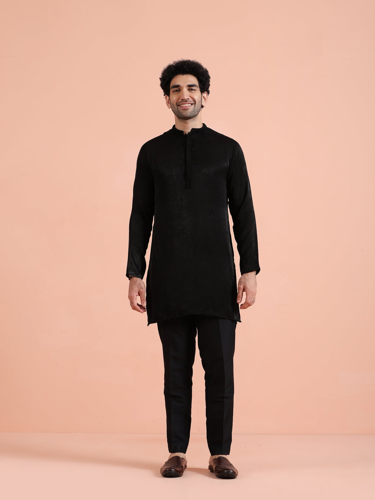 Solid Black Mid Kurta