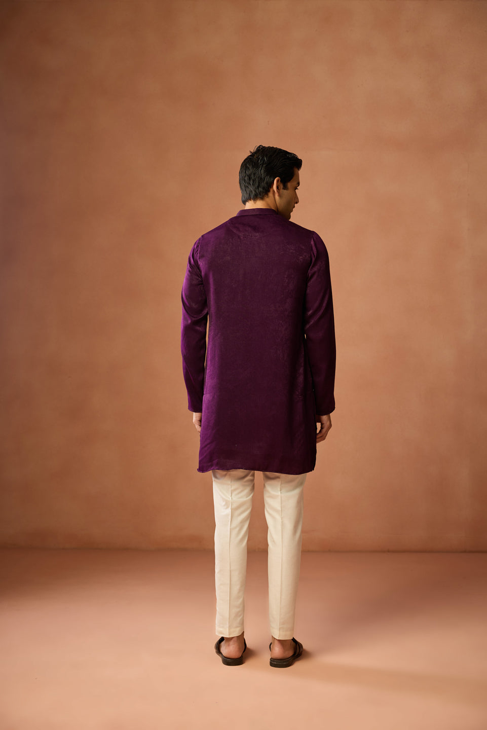 Wine Silk Blend Velvet Finish Mid Kurta