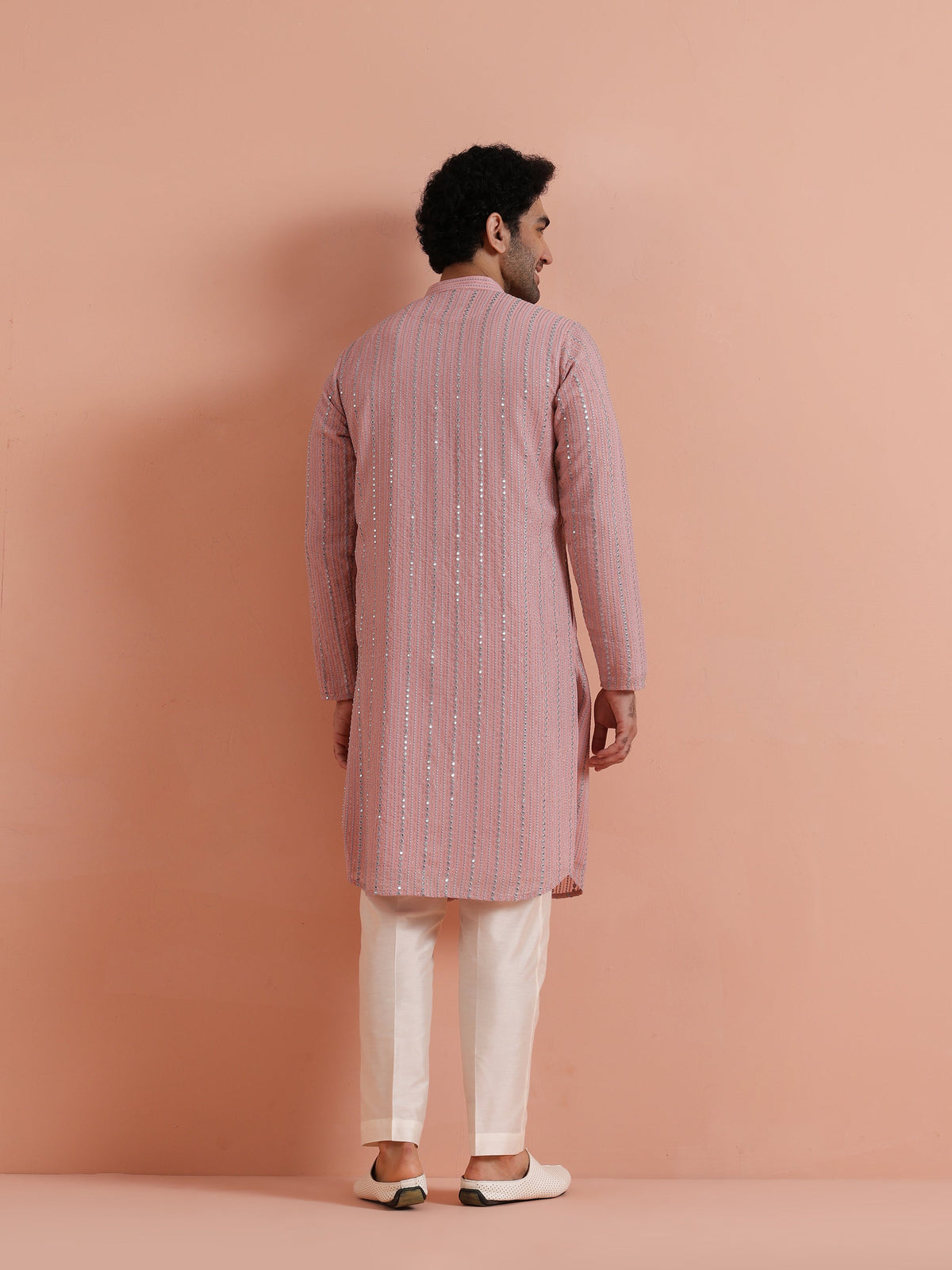 Pink Kurta with Subtle Embellishments