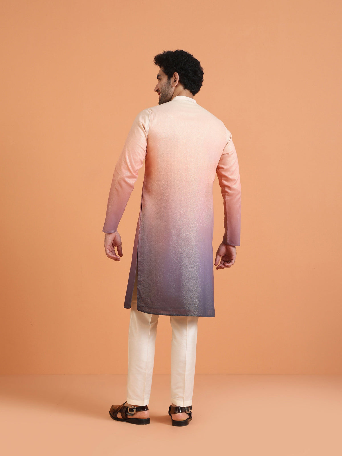 Peach Ombre Cotton Silk Zipped Kurta