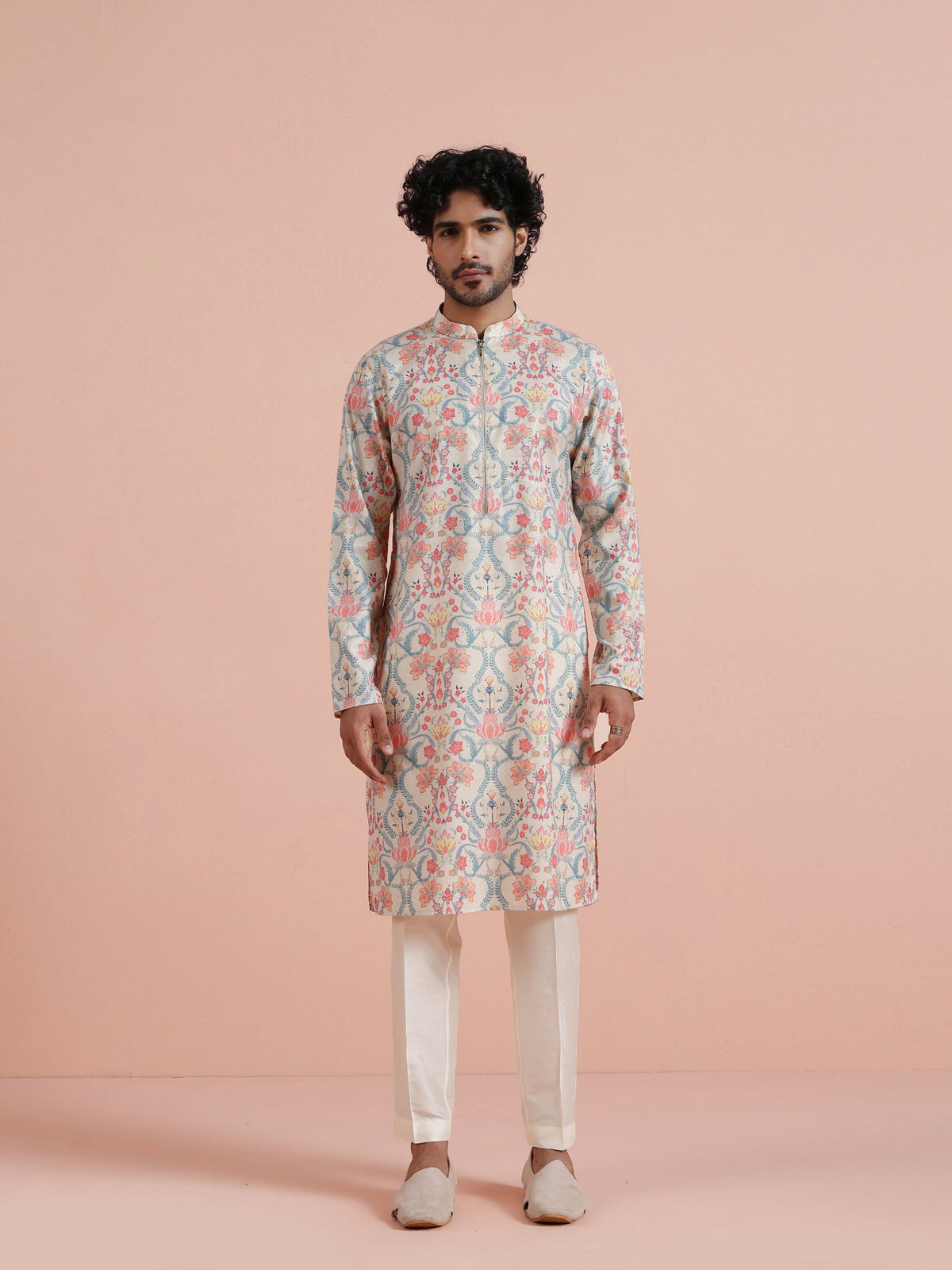 Pastel Multicolor Floral Printed Kurta