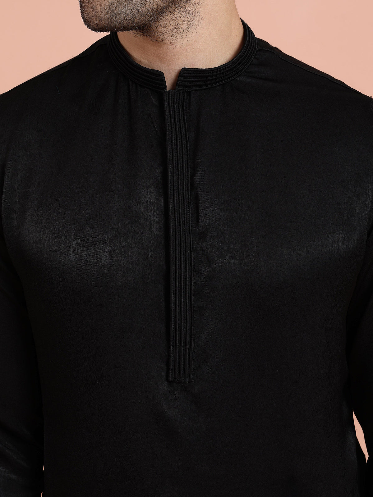Solid Black Mid Kurta