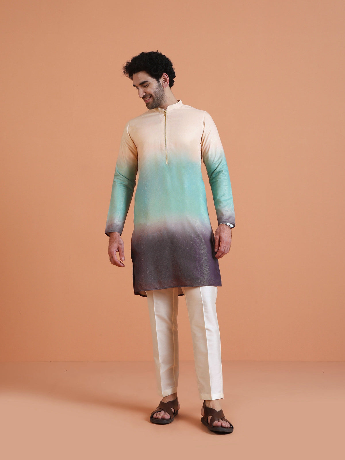 Ombre Cotton Silk Zipped Kurta