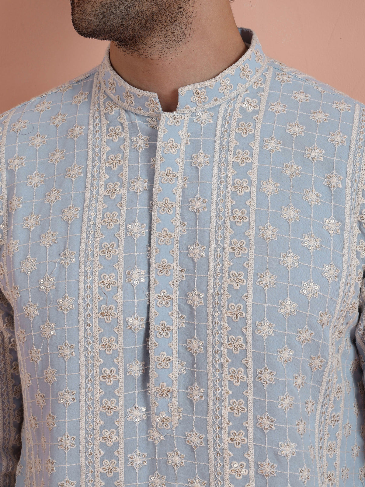 Sky Blue Embroidered Sequin Kurta