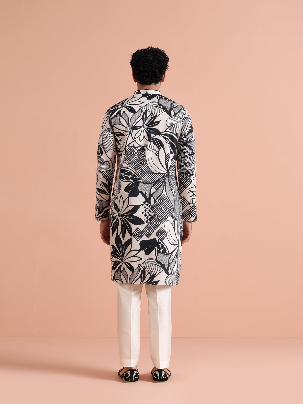 Black & White Printed Long Kurta