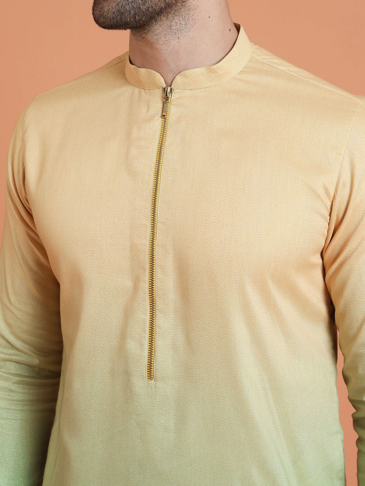 Golden Beige Ombre Cotton Silk Kurta